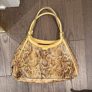 Gucci Yellow Python-Pattern Shoulder Bag with Double Handles